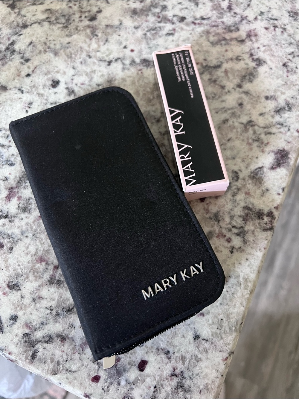 Mary Kay Black Zip make up Case with Silver Logo